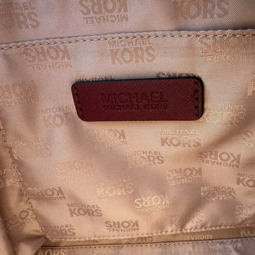 Michael Kors Hamilton‎ Purse Traveler Studded Burgundy Maroon Crossbody Bag